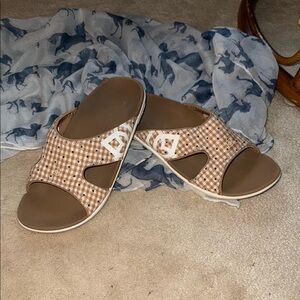 Brown and White Sandals Casual Comfort